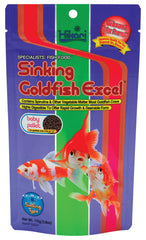 Hikari Sinking Goldfish Excel wafer closeup highlighting texture and color-enhancement formula