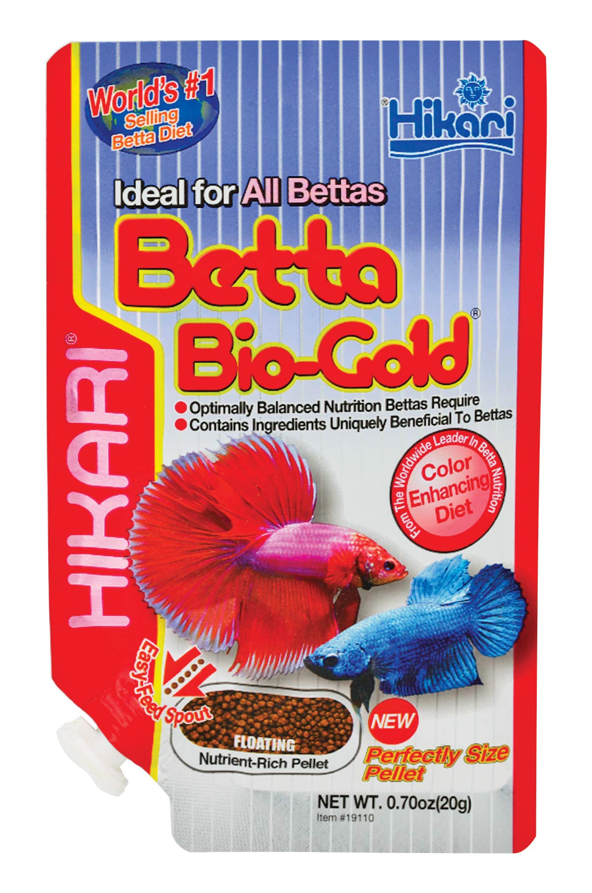 Hikari Tropical Betta Bio-Gold packaging shows 20g size and immune support.