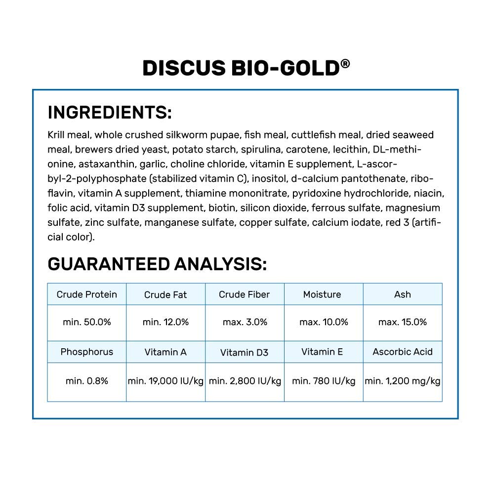 Hikari Tropical Discus Bio-Gold pellets close-up sized for discus mouths