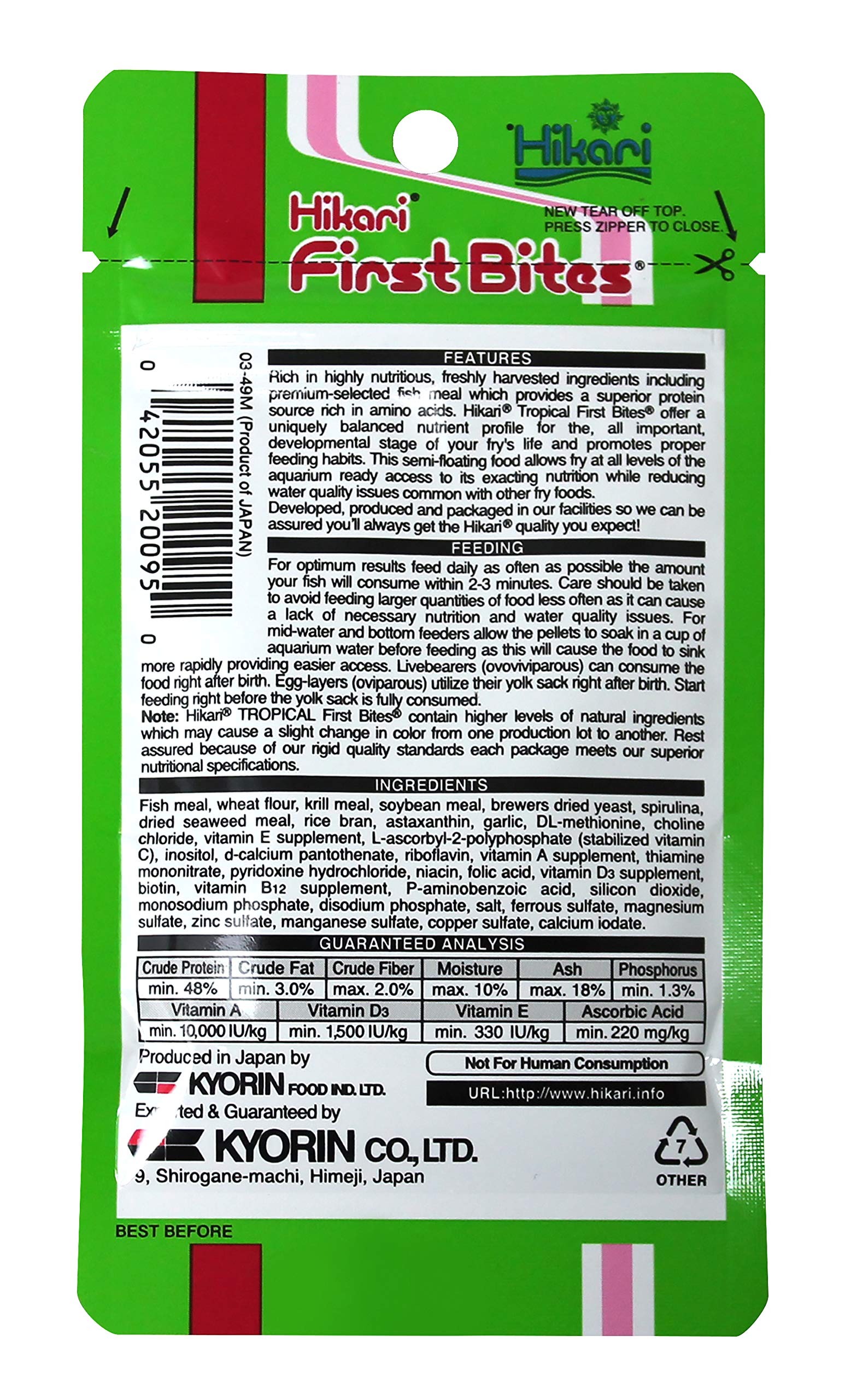 Hikari Tropical First Bites fry feeding close up promotes healthy appetite and steady development