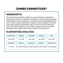 Hikari Tropical Jumbo Carnisticks packaging highlights a scientific diet for large carnivores.
