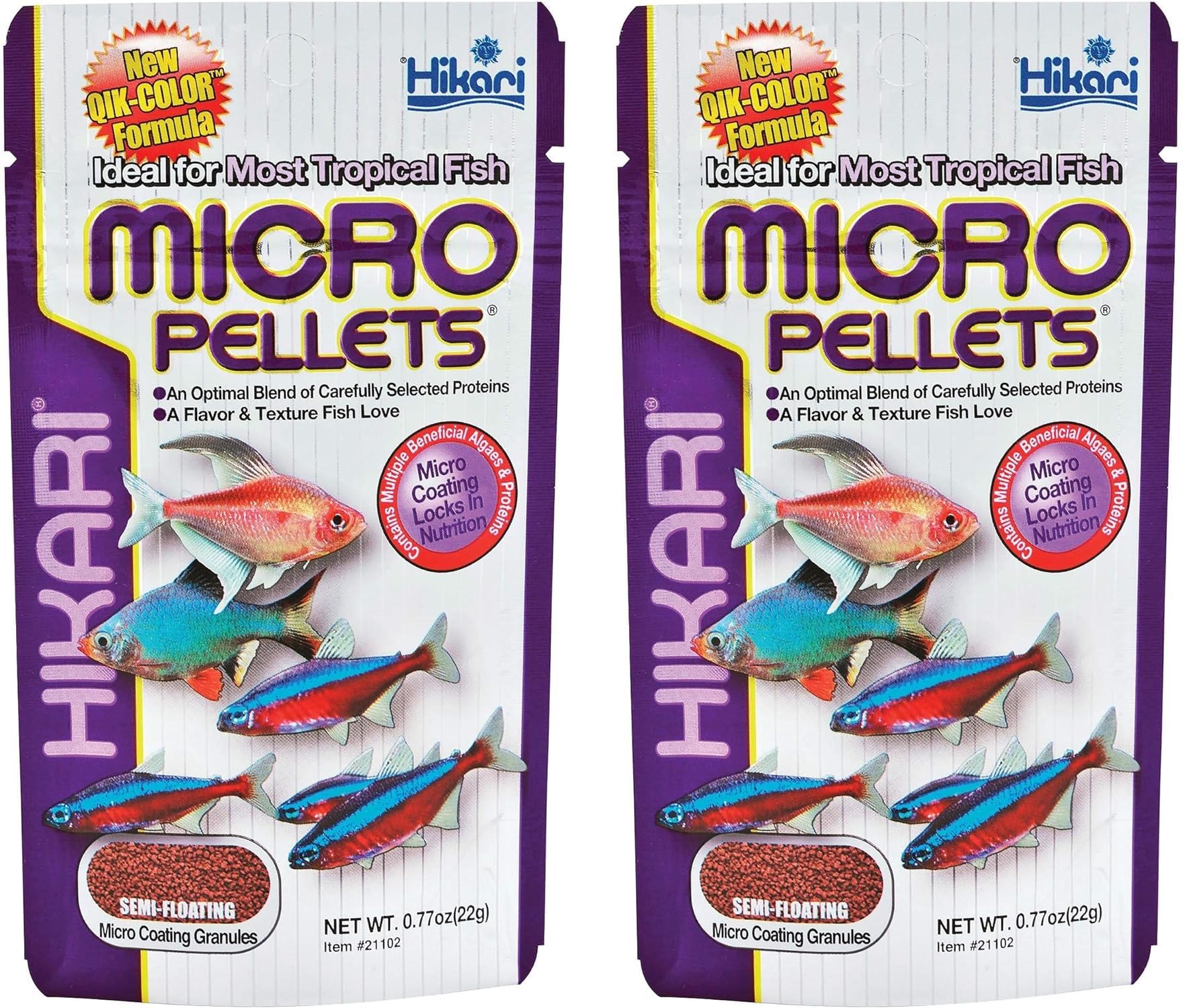 Hikari tropical semi-floating micro pellets in two-pack for small tropical fish feeding