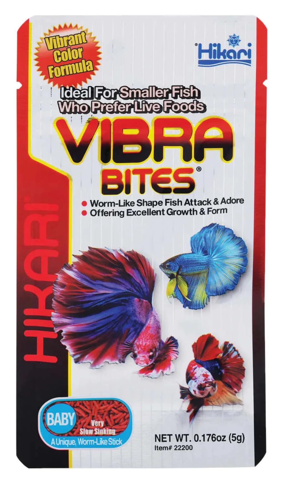 Hikari Vibra Bites Baby Tropical packaging for convenient feeding and resealability