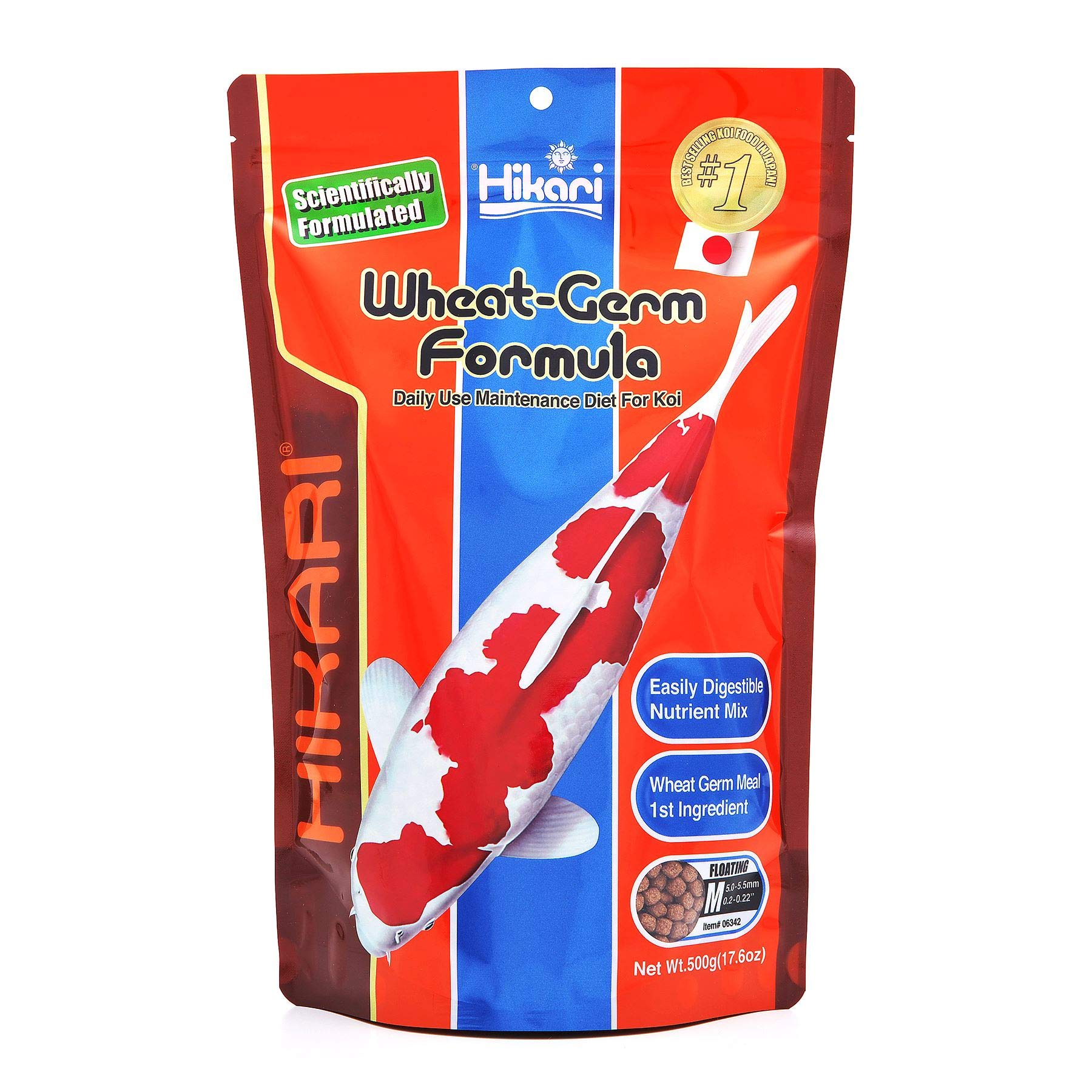 Hikari Wheat Germ Floating Pellets Medium package for easy feeding monitoring
