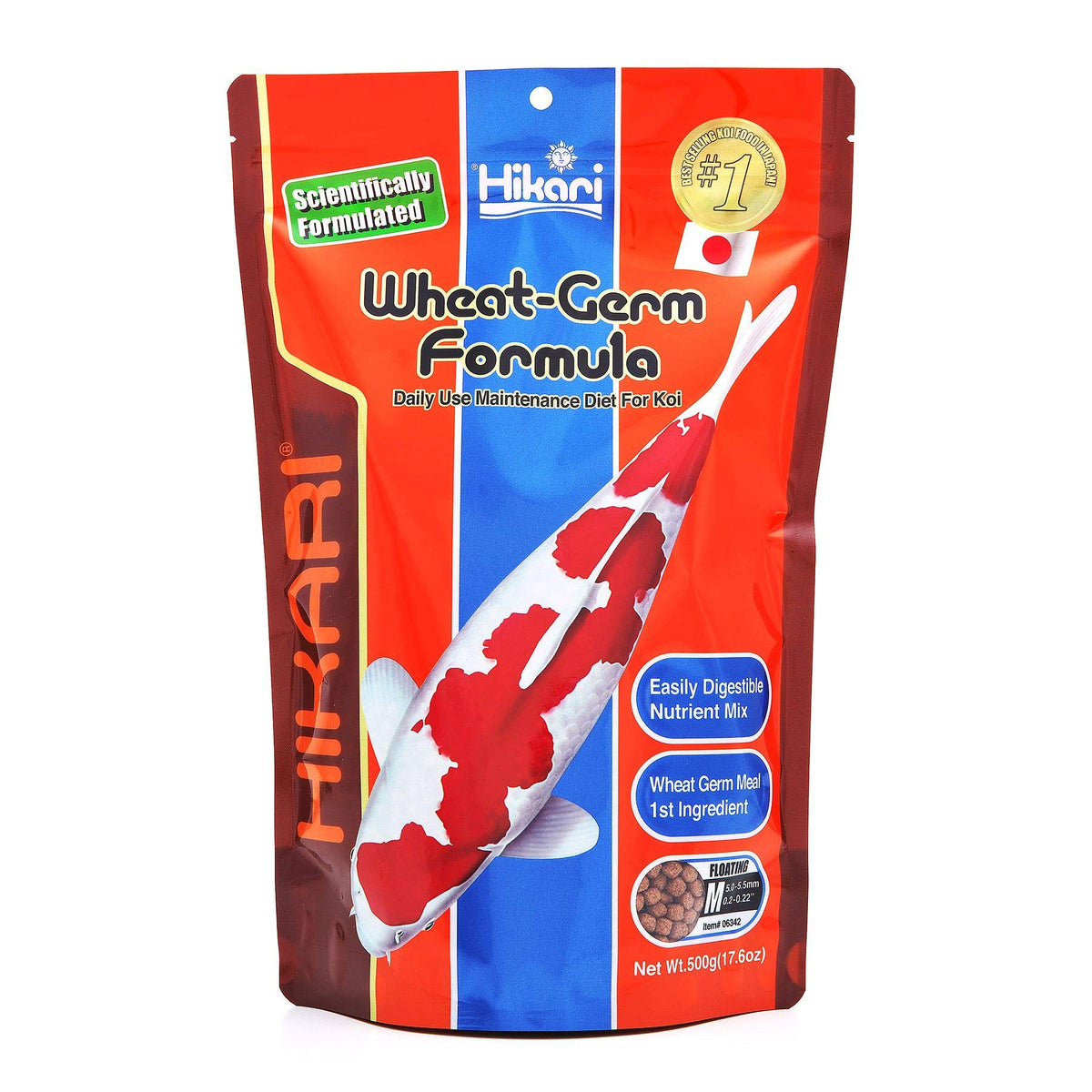 Hikari Wheat Germ Floating Pellets Medium package for easy feeding monitoring
