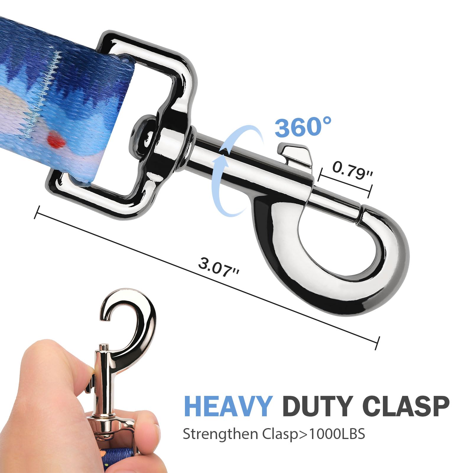 Hikiko leash features rotating 360-degree clasp to prevent tangling