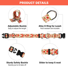 Hikiko floral dog collar with durable nylon strap and hardware for lasting wear.