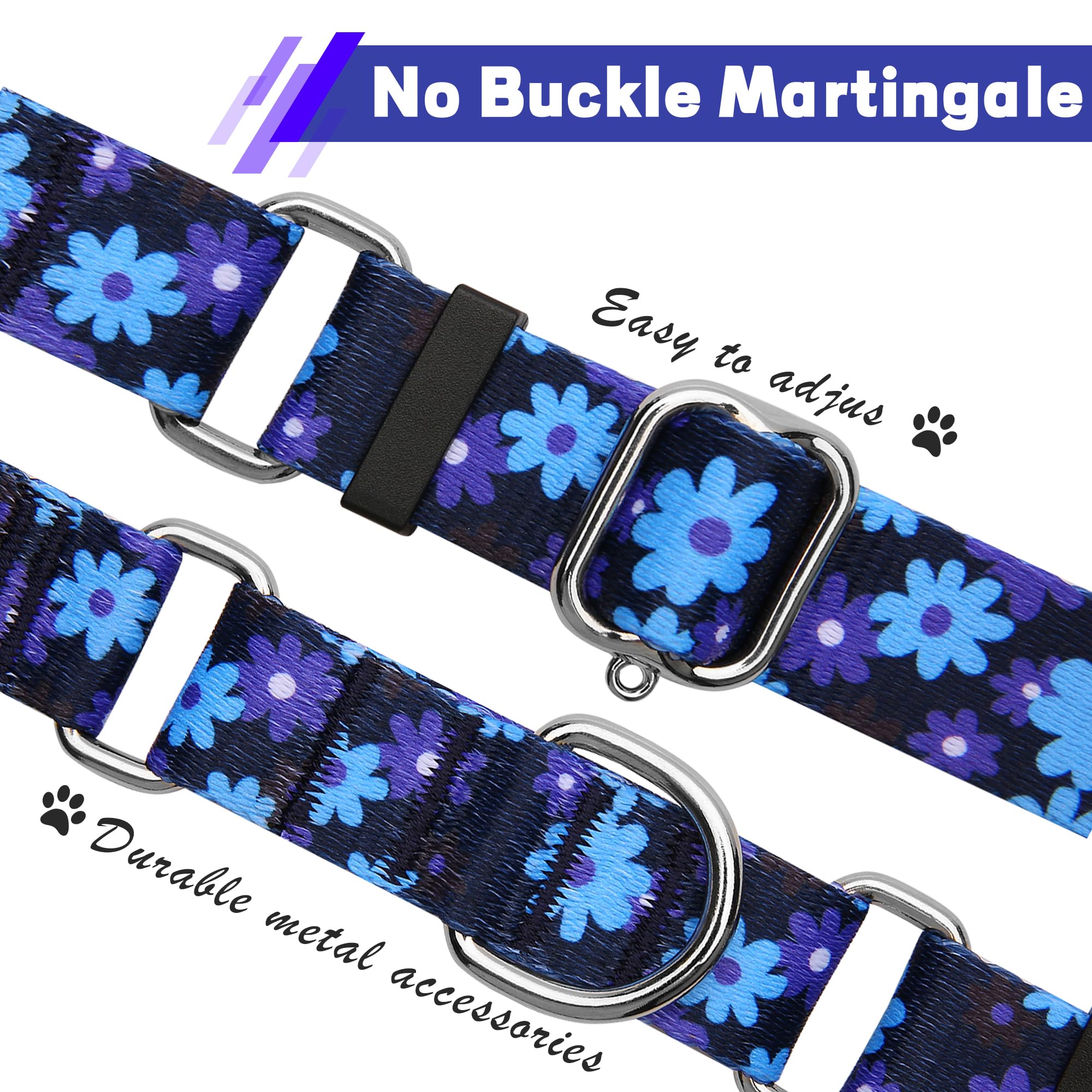 Hikiko martingale collar navy flower pattern for stylish daily walks