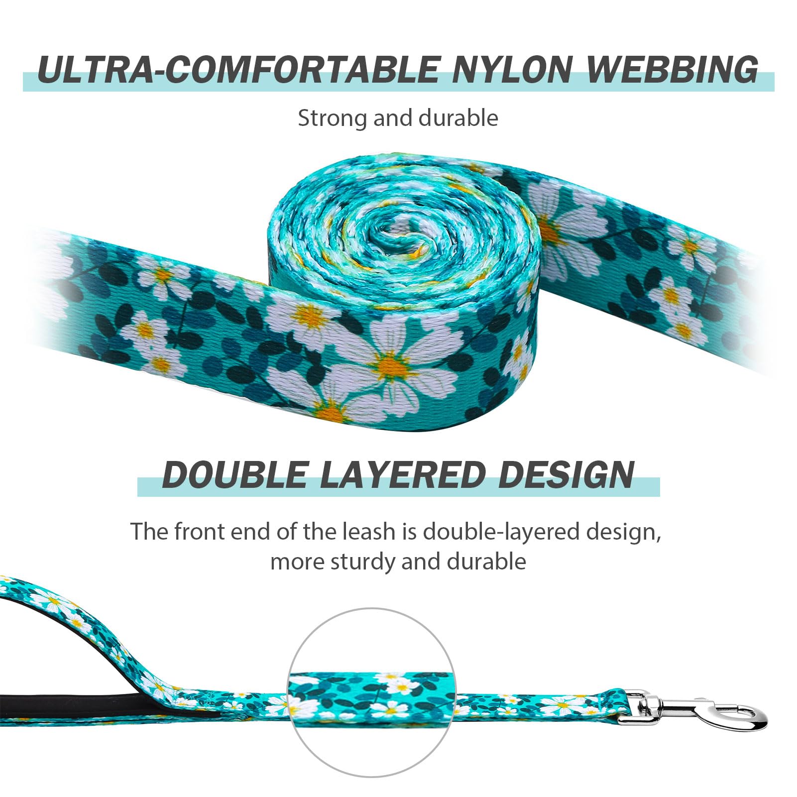 Hikiko leash showing a traffic handle for quick control in crowds.