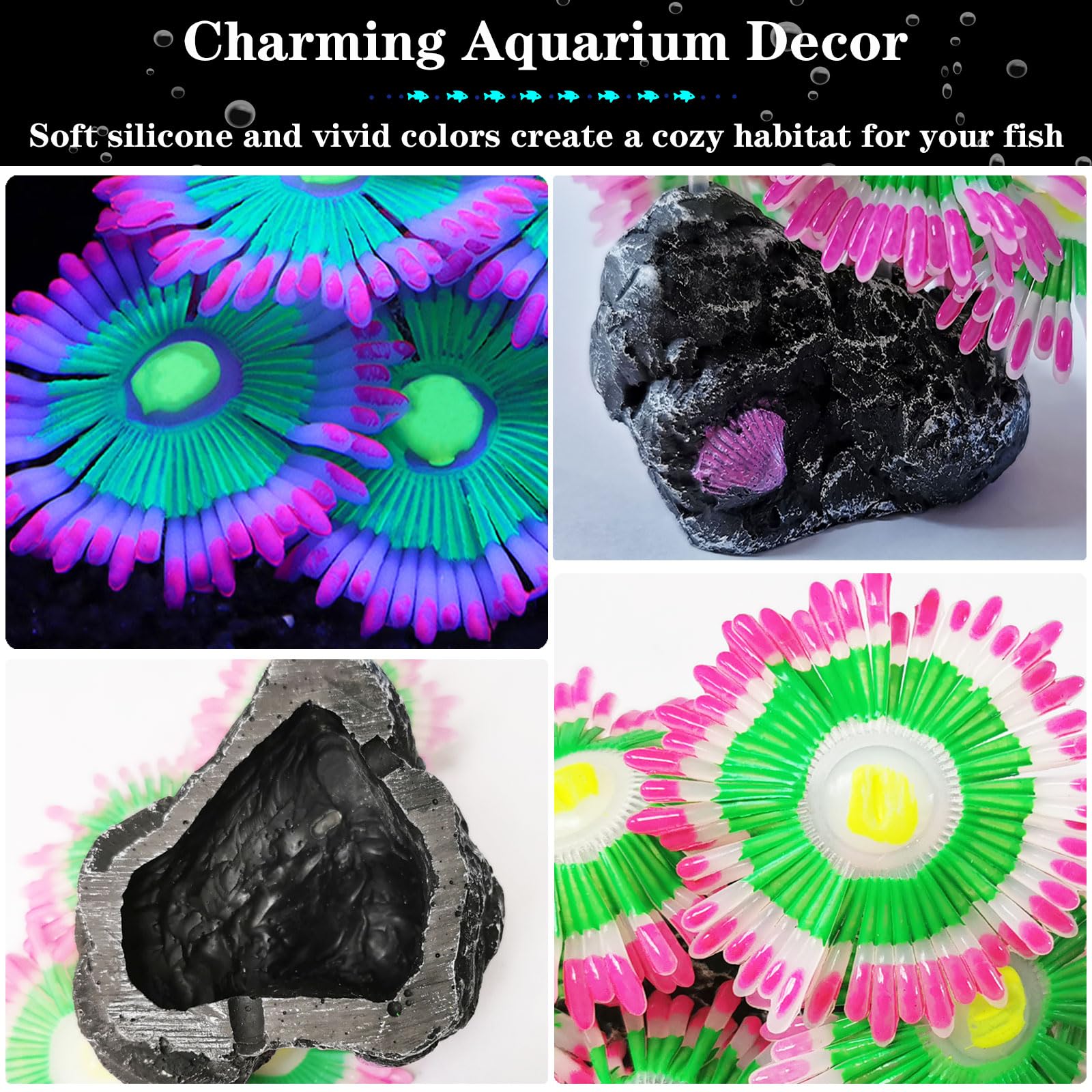 HIKTQIW safe-soft-silicone-aquarium-pink gentle on fins and safe for aquatic life.