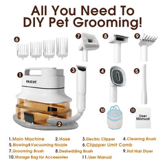HILICHT grooming-tools-set closeup shows six tools for easier at-home pet care.