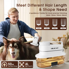 HILICHT dog-grooming-vacuum 4L-dust-cup demonstrates easy debris disposal mid-session.