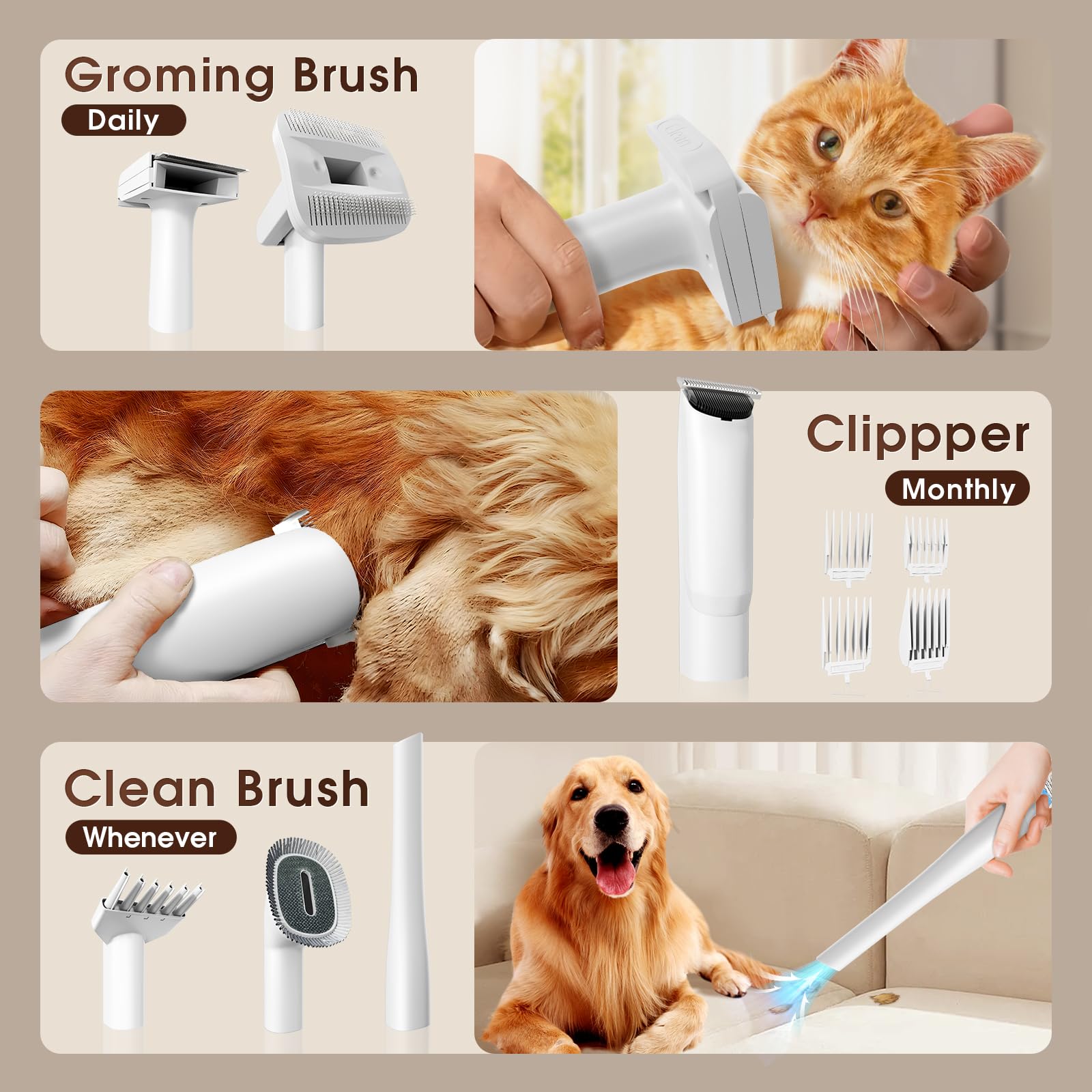 HILICHT low-noise design closeup emphasizes pet-friendly silence during grooming.
