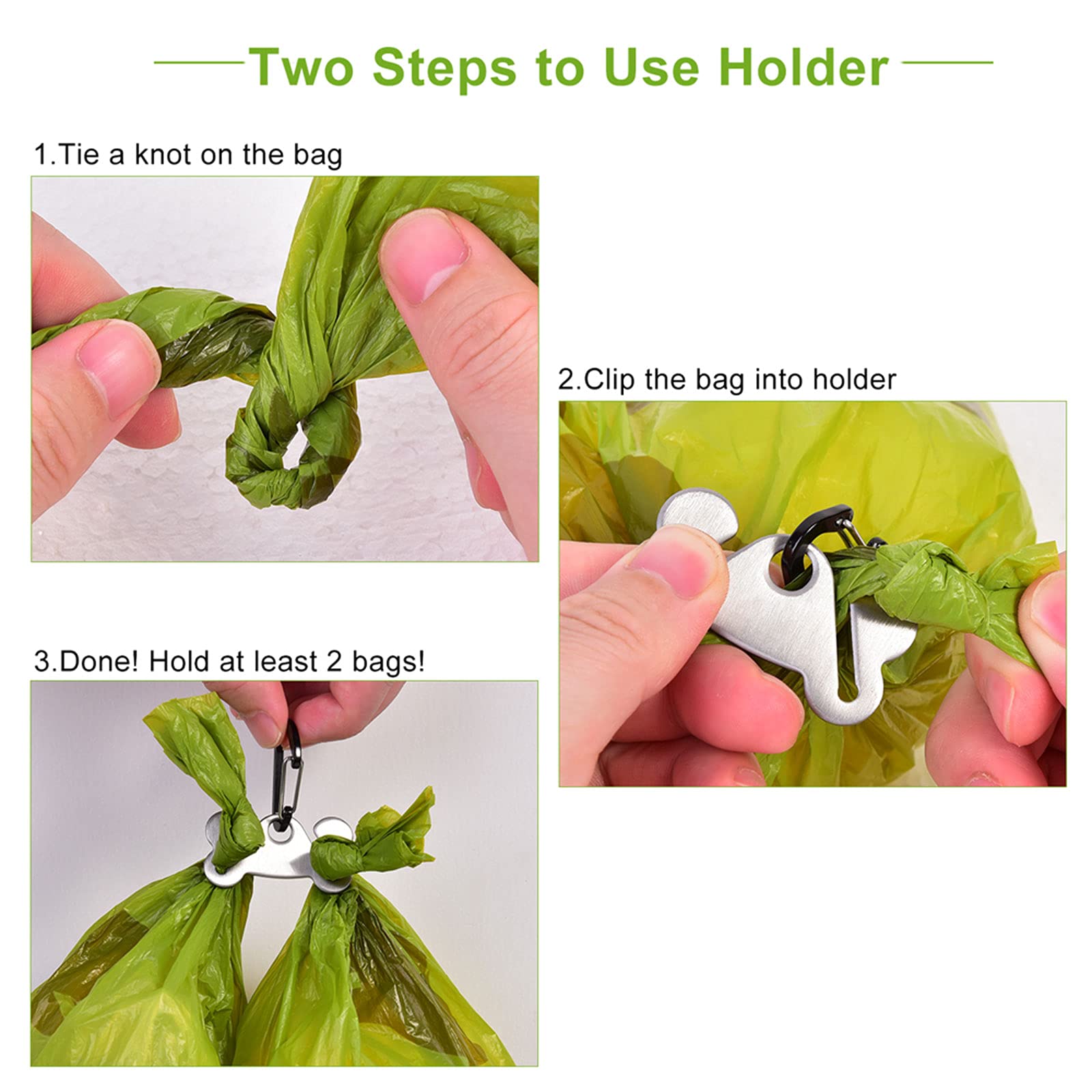 Hilihali durable metal poop bag holder attached to backpack for travel.