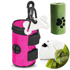 Hilihali dog poop bag dispenser round pink attached to leash for hands-free walking