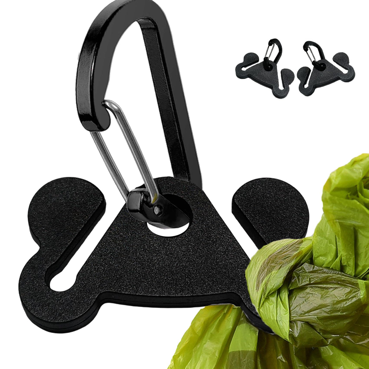 Hilihali dog poop bag holder with black clip for hands-free walking.