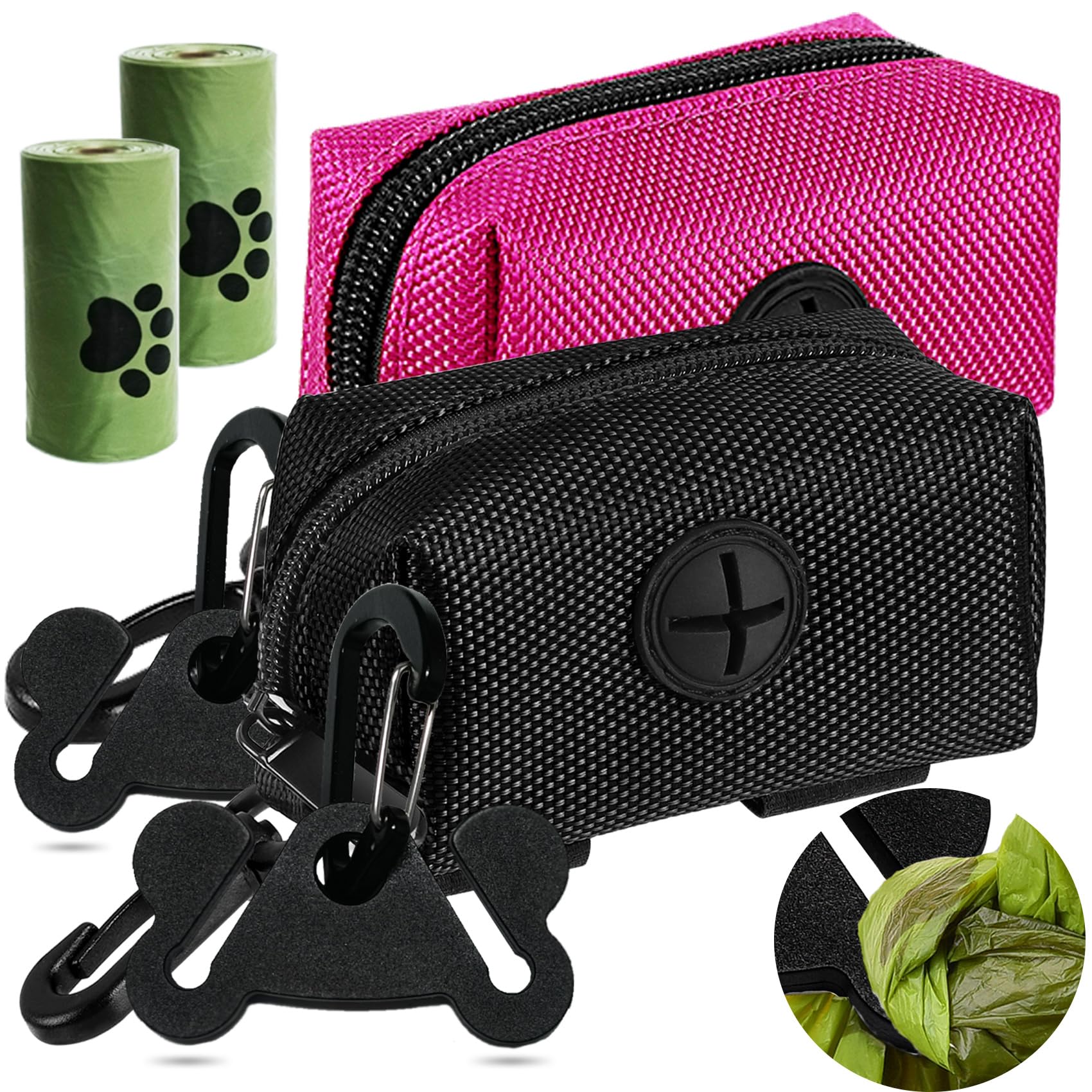 Hilihali hand-free walking set with pink dispenser keeps hands free during dog walks