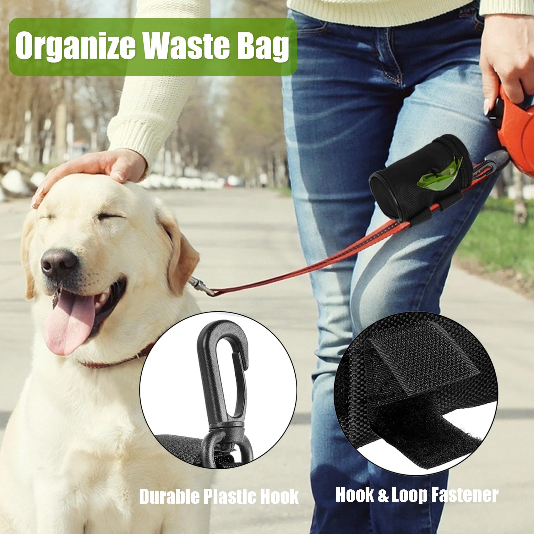 Hilihali leash clip hands-free system attached to leash or belt for easy walking