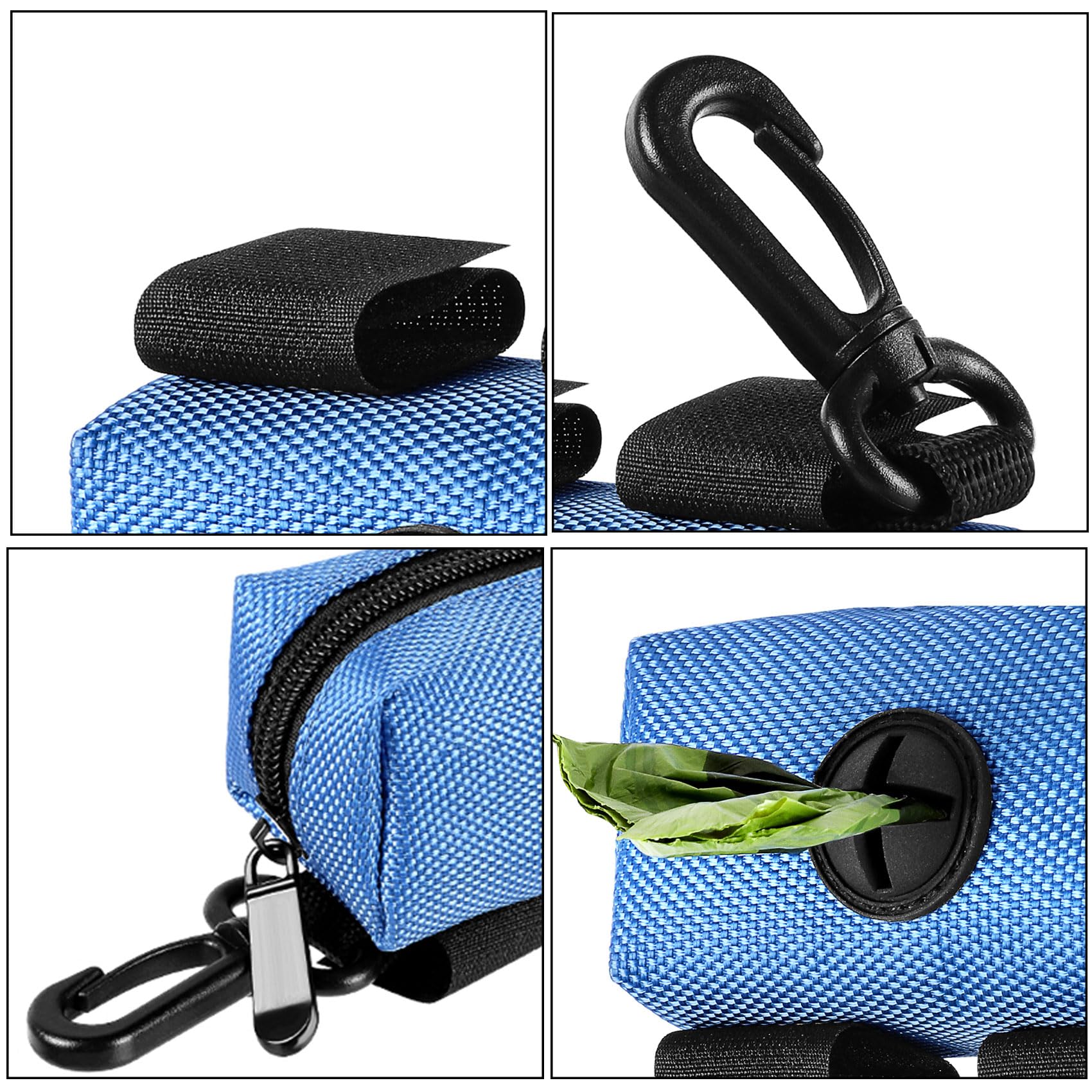 Hilihali poop bag carrier blue stainless clip provides durable bag-holding for long walks.