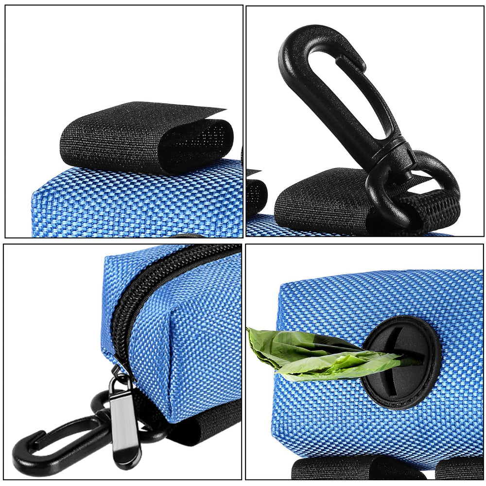 Hilihali poop bag carrier blue stainless clip provides durable bag-holding for long walks.