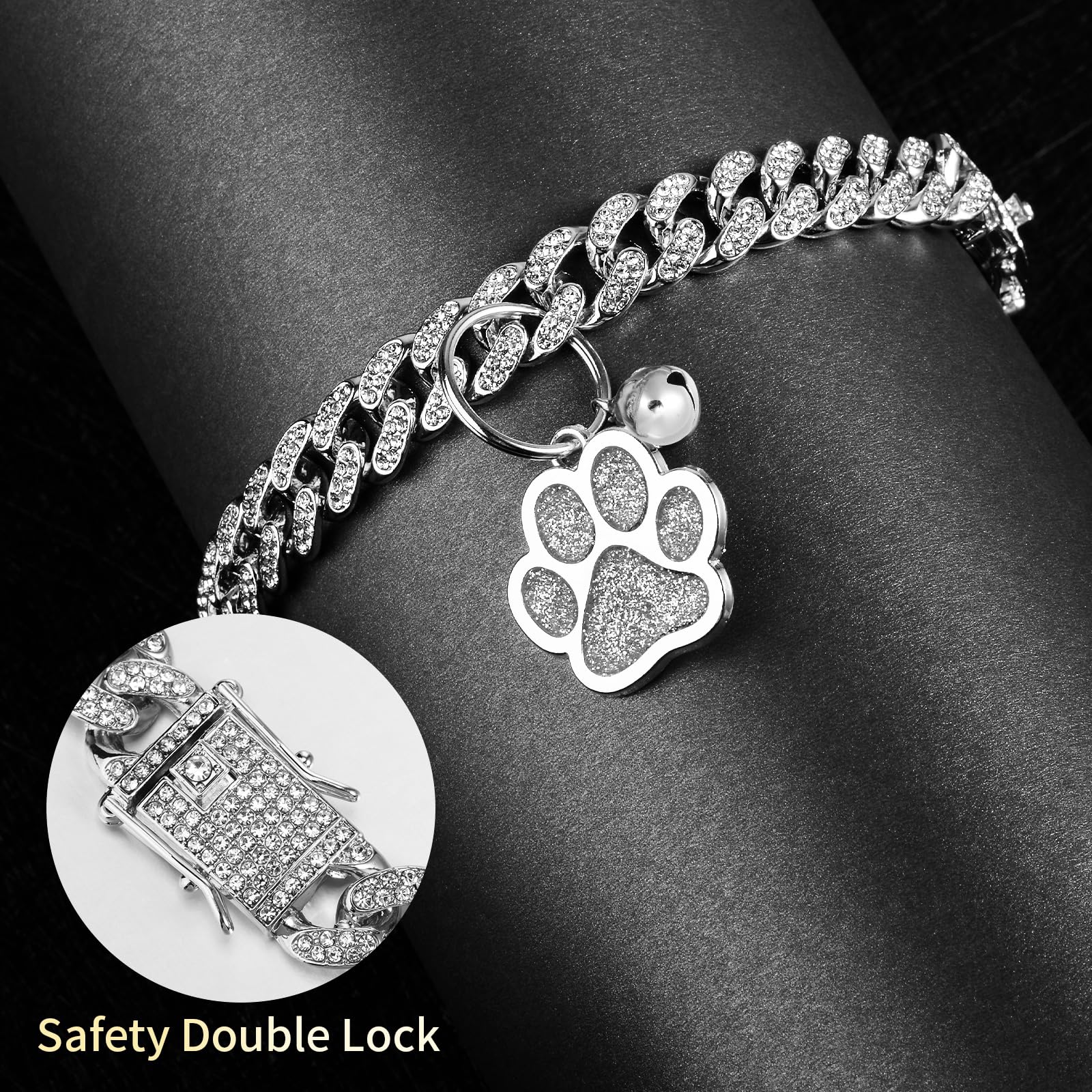 Hillban zirconia diamonds decorate the collar with eye-catching shine.