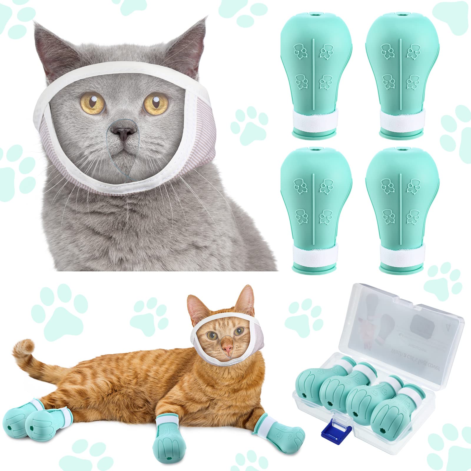 Hillban cat muzzle breathable face guard for comfortable grooming sessions.