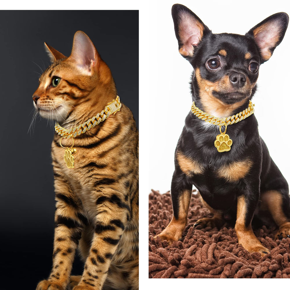 Hillban diamond chain on a small cat neck demonstrates petite-fit style