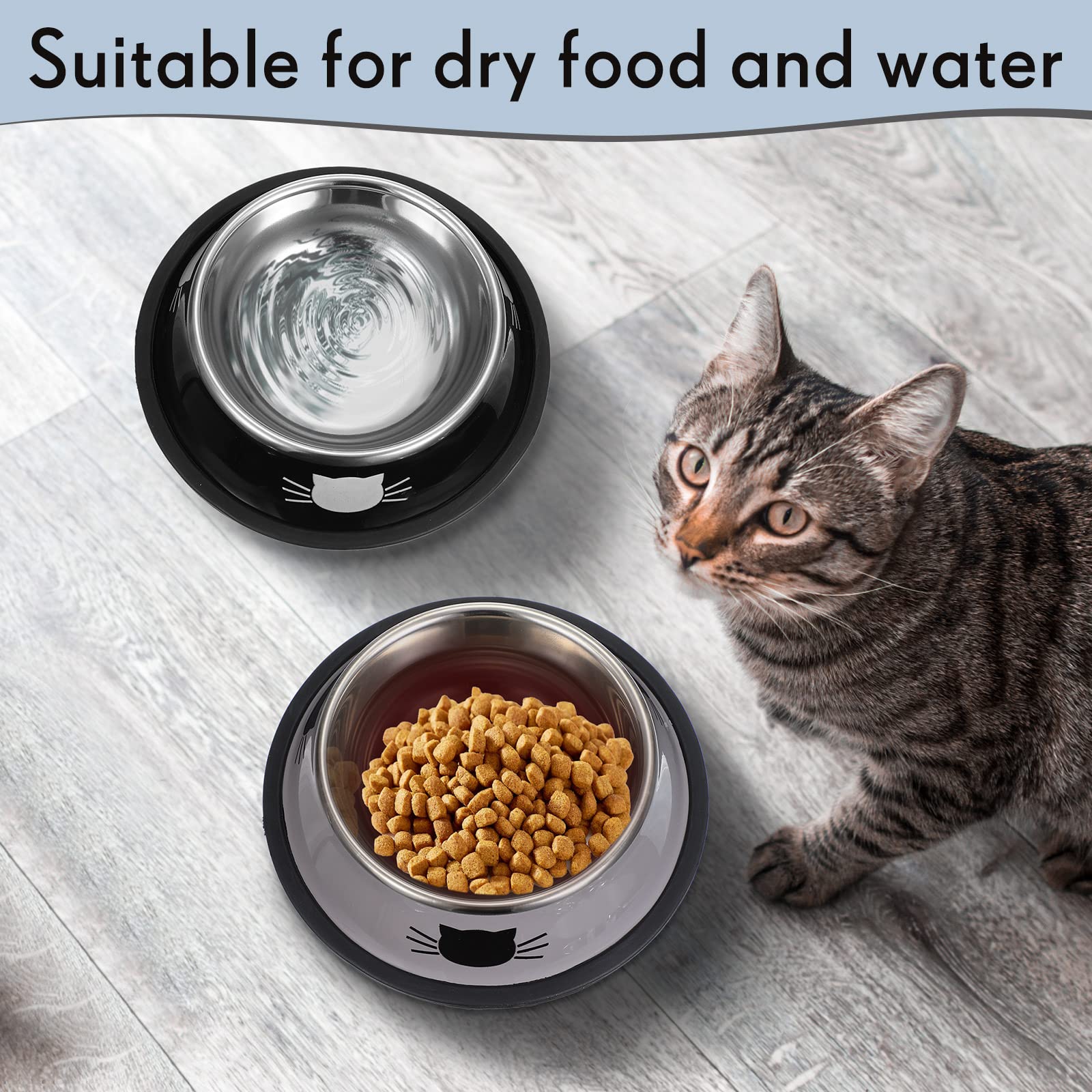 Hillban stackable cat bowls shown for easy storage and travel.