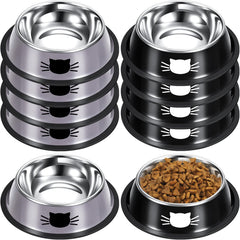 Hillban stainless steel cat bowls bundle for multi-cat feeding and storage.
