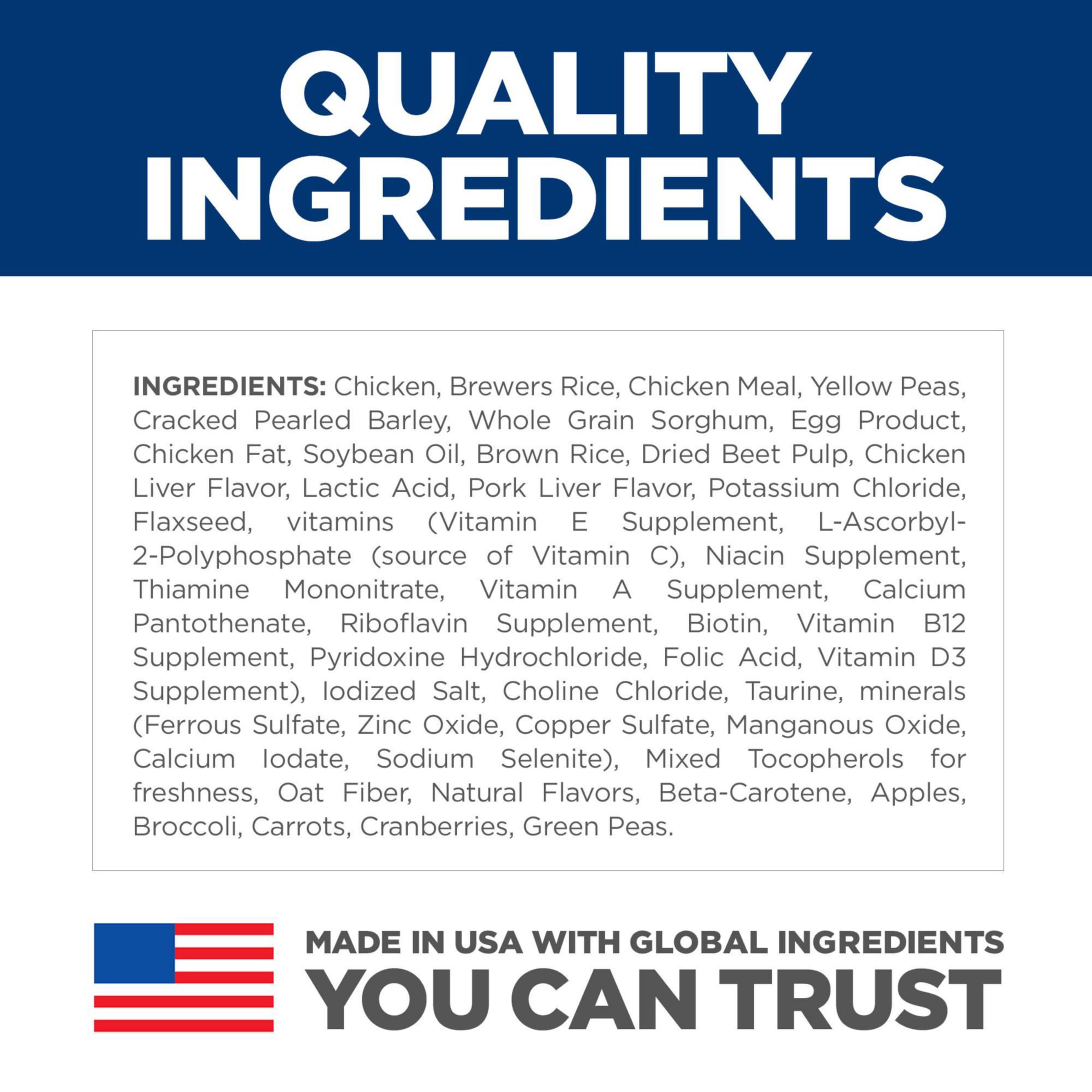 Hill's Science Diet Made in USA with trusted global ingredients.