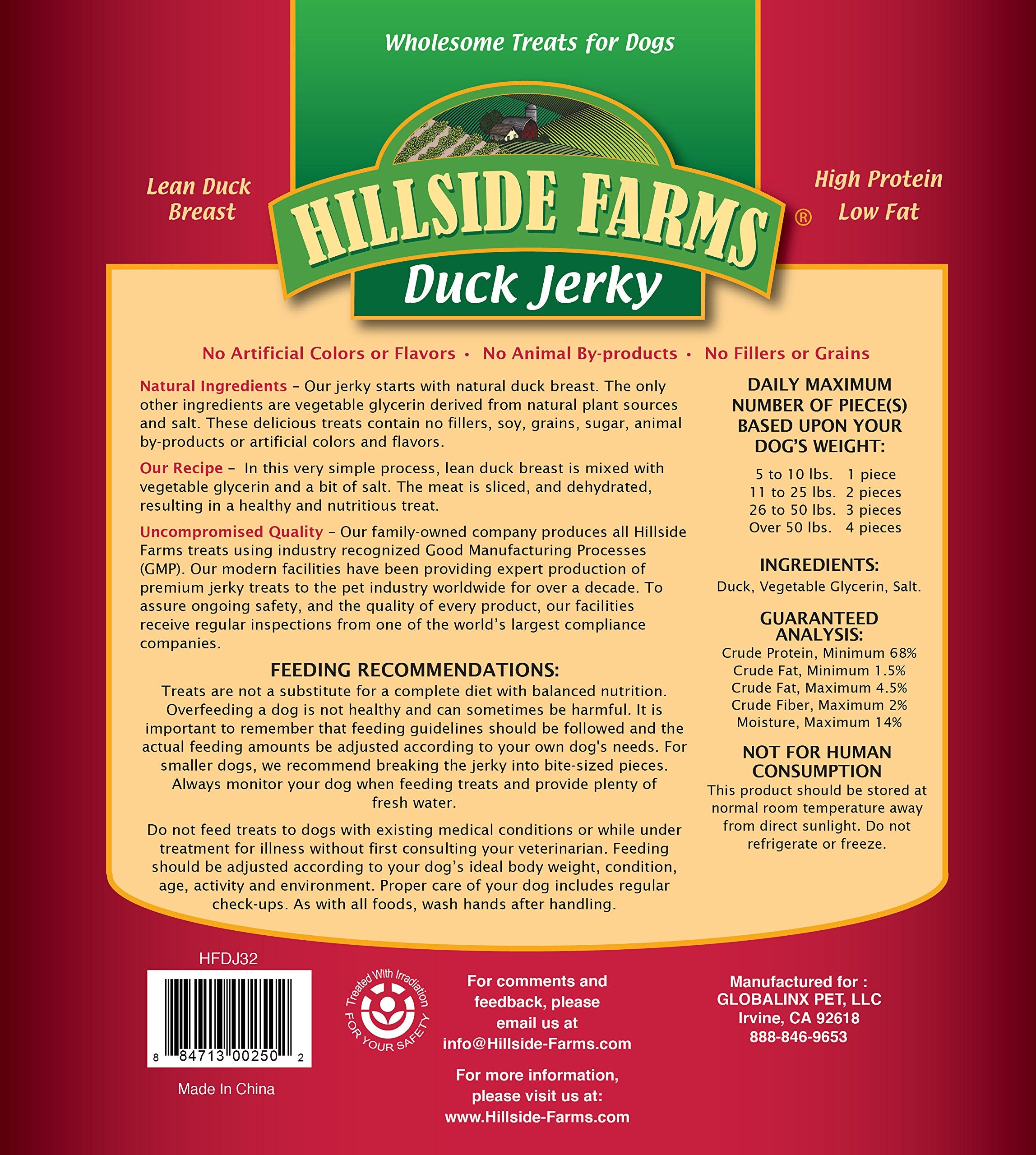 Hillside Farms Duck Jerky Treats slices broken for small breeds