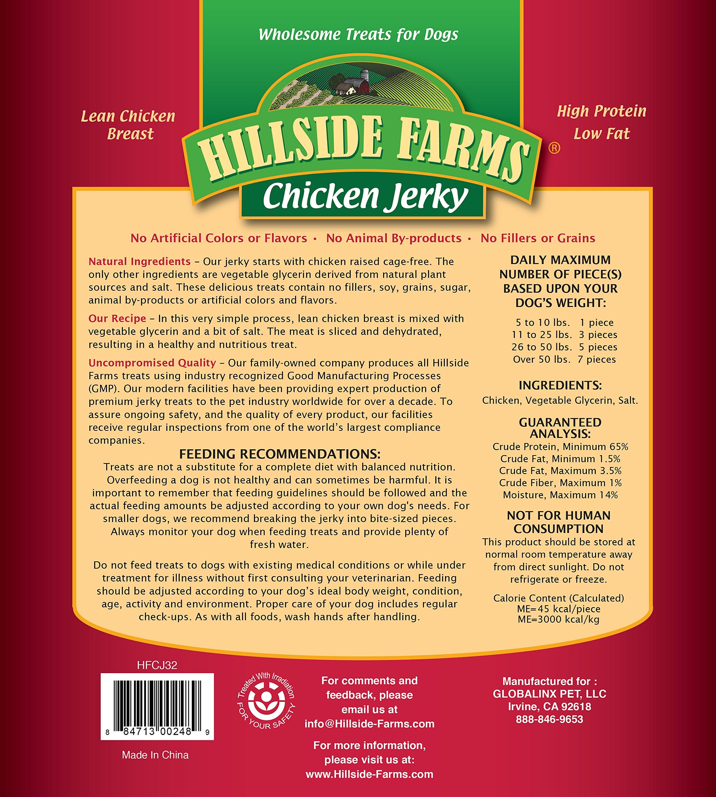 Hillside Farms natural-cut jerky chicken slices highlight tender texture for all breeds and training rewards