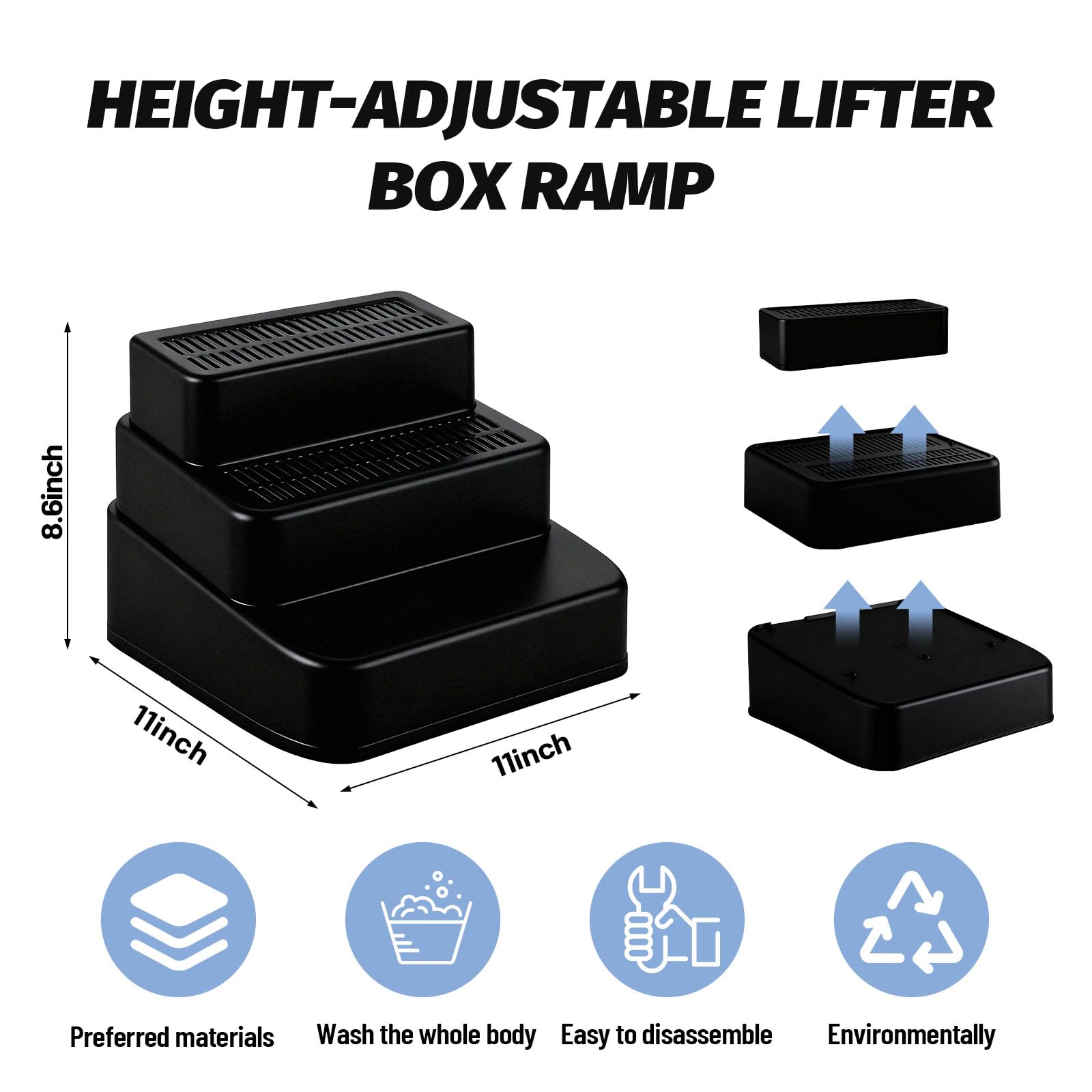 Himake 2-tier 6.3in height ramp supports small cats' entry.