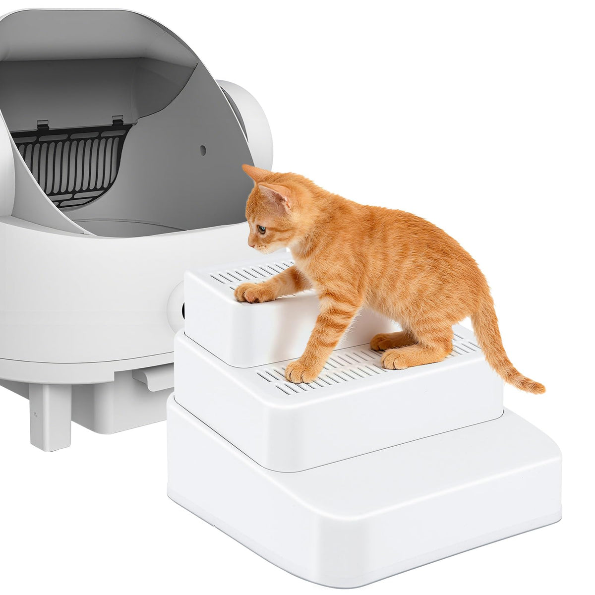 Himake adjustable 3-step litter-box ramp enabling easy access for kittens and senior cats.