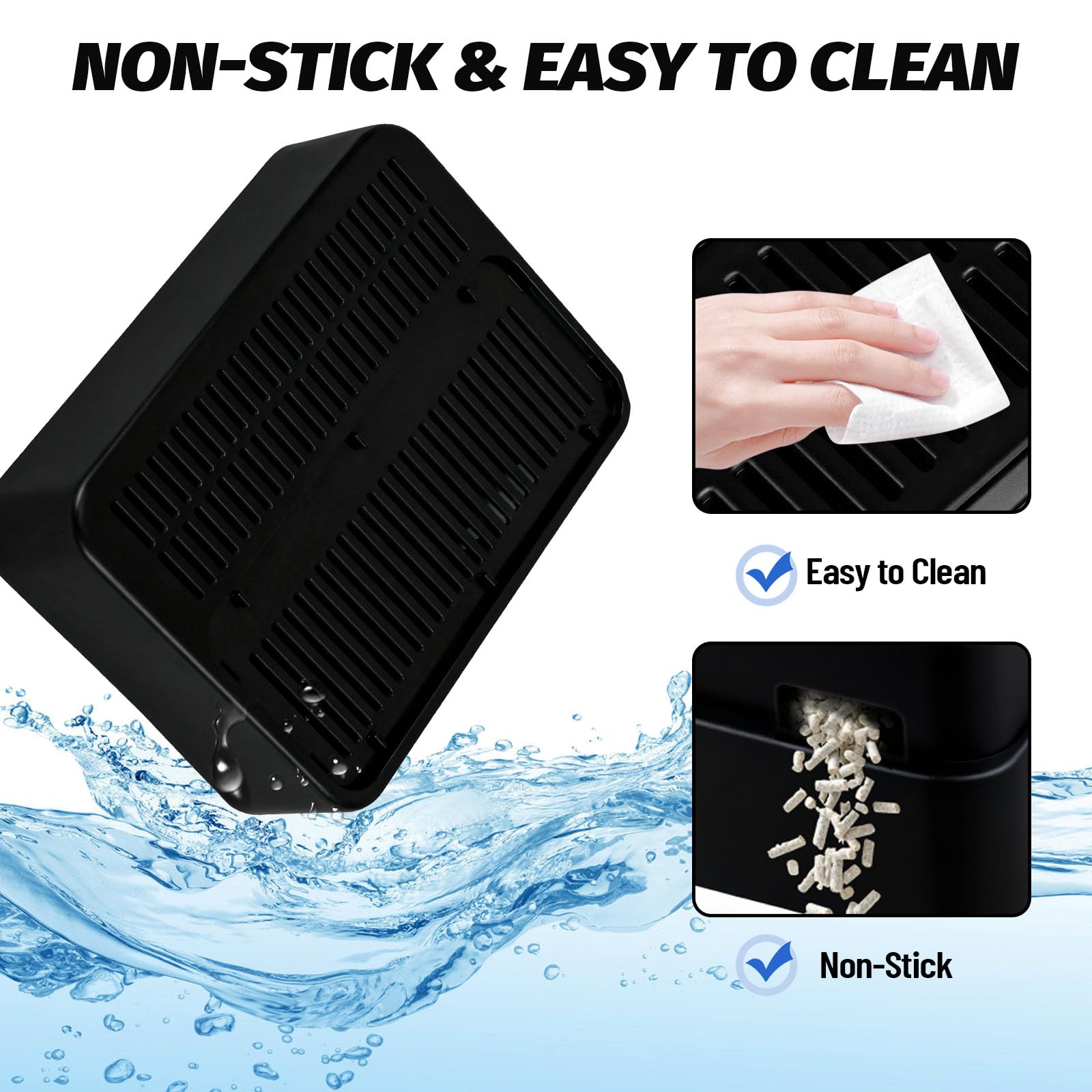 Himake litter-trapping grid reduces floor mess from paws.