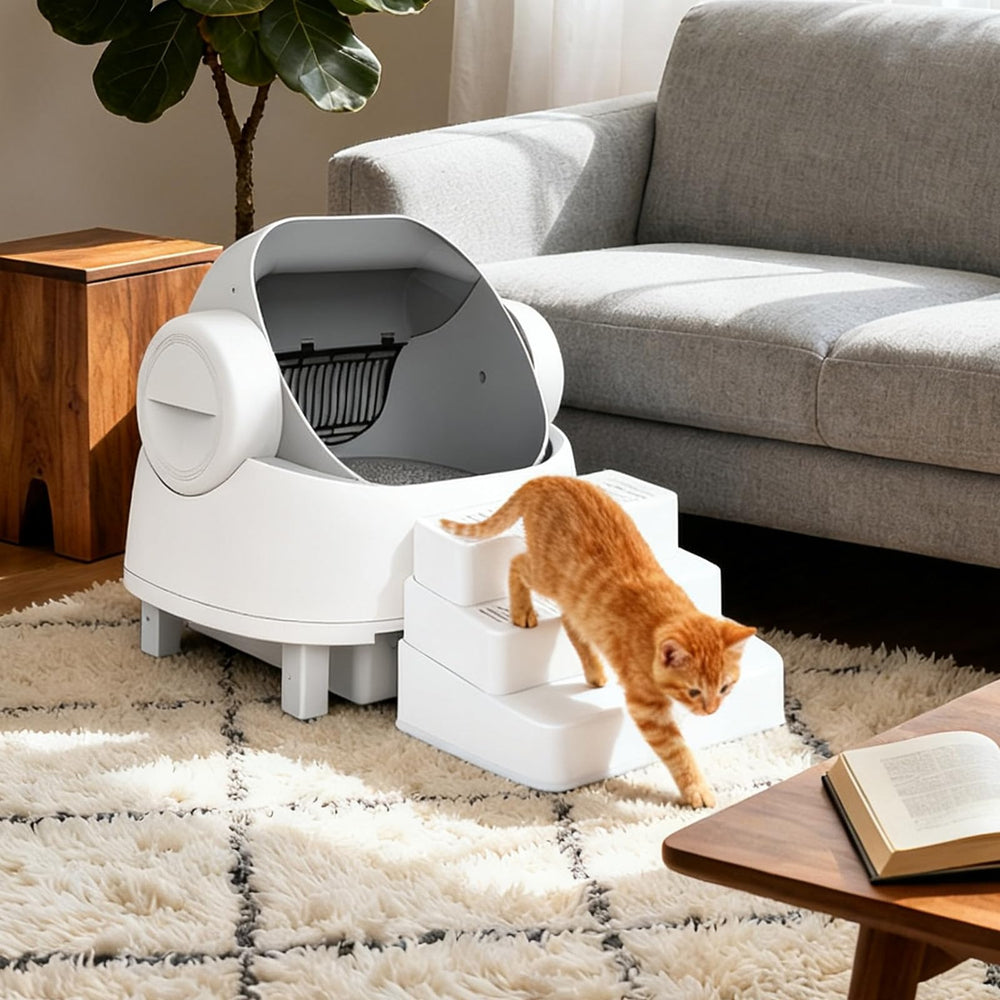 Himake multi-functional pet steps help cats reach beds and sofas.