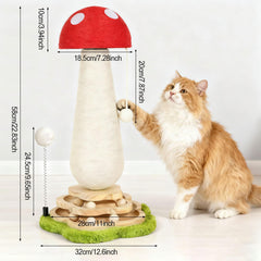 Himake mushroom scratch post two-layer track engages cats with moving balls.