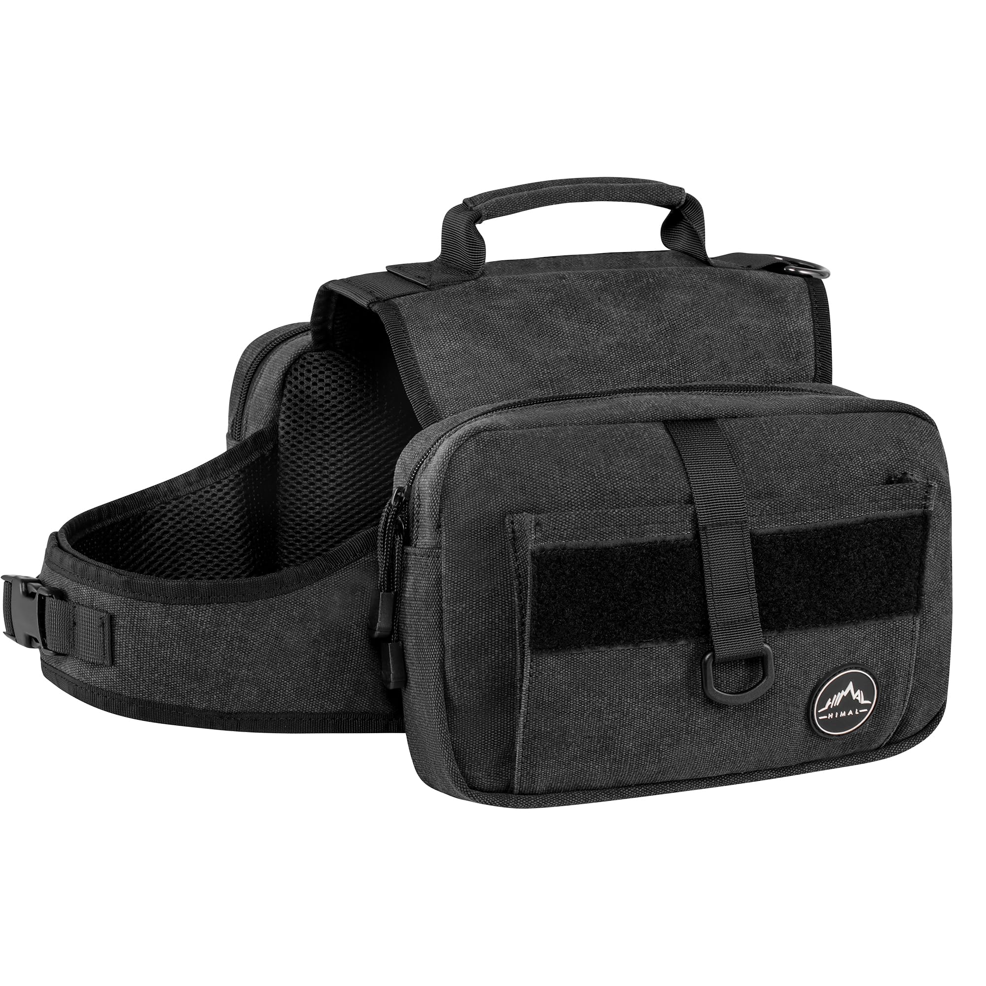 Himal Outdoors dog backpack top handle assists your dog over obstacles on rugged trails.
