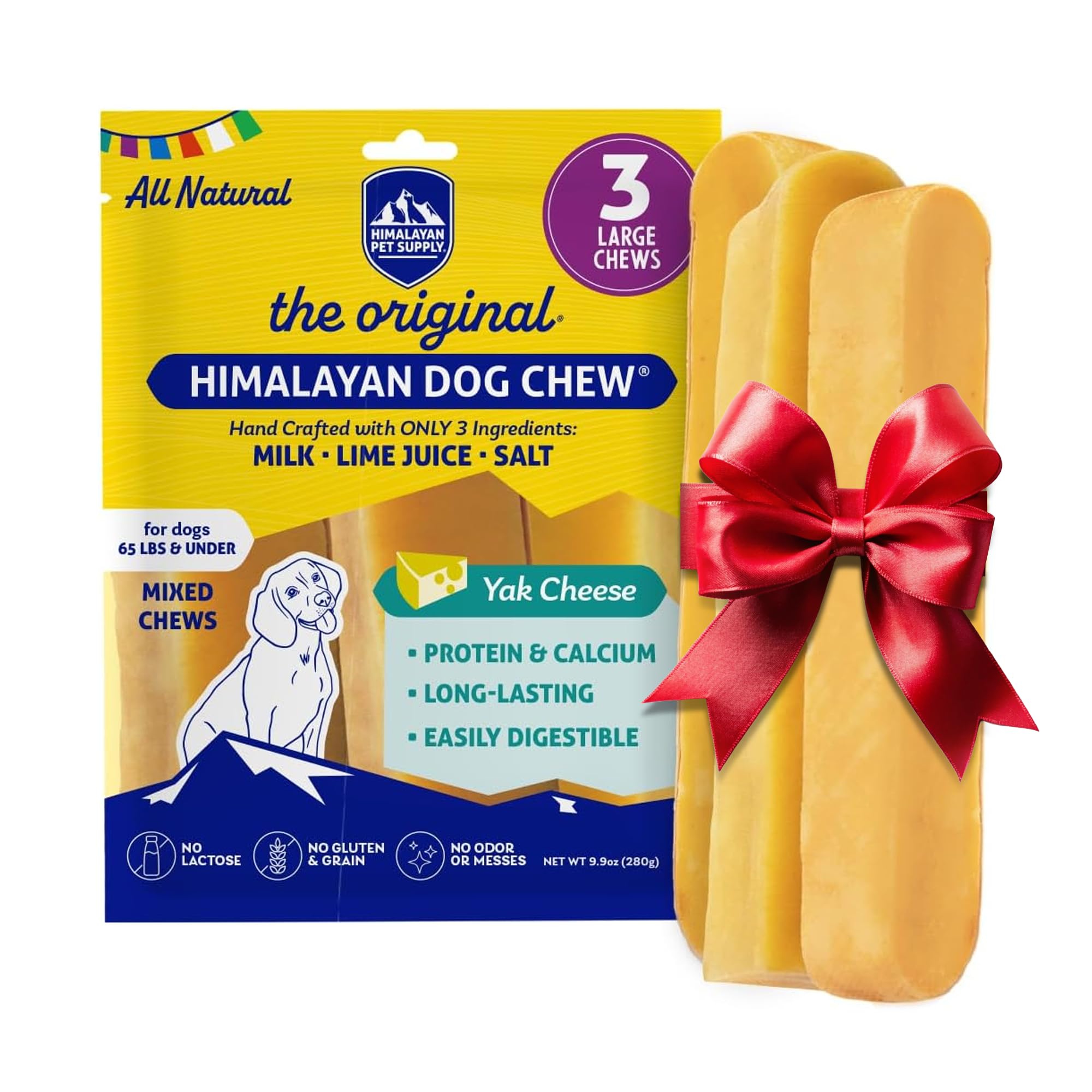 Himalayan Dog Chew Original Yak Cheese stick close-up showing long-lasting chewing entertainment
