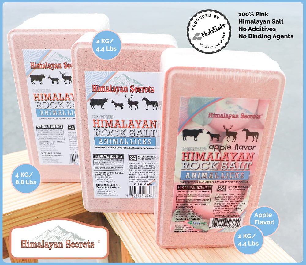 Himalayan Secrets compressed pink salt lick brick close-up highlighting smooth edges