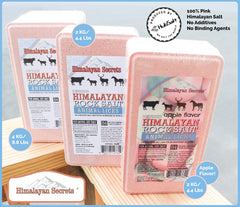 Himalayan Secrets compressed pink salt lick brick close-up highlighting smooth edges