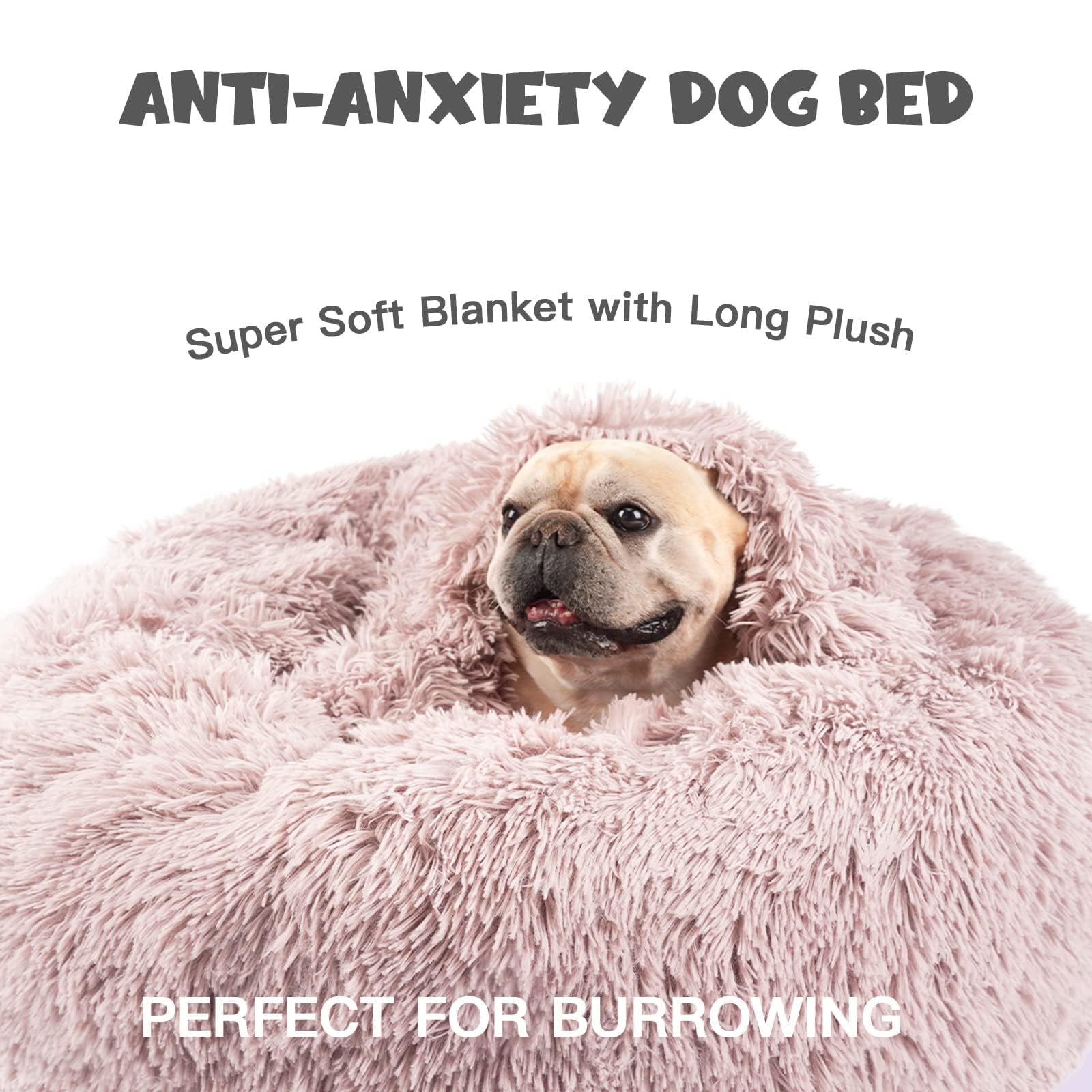 Himax donut bed close-up shows ultra-soft plush fabric and comforting texture