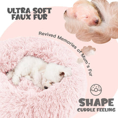 Himax donut bed soft-plush material highlights luxurious warmth and comfort.