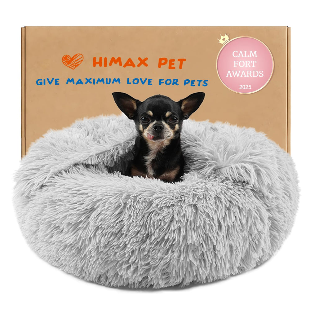 Himax donut bed 20in gray offers private cozy retreat for small dogs.