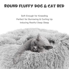 Himax 26in gray donut bed supports medium-sized pets with extra space.