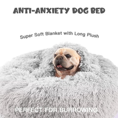 Himax donut dog bed plush fabric closeup highlights soft warmth.