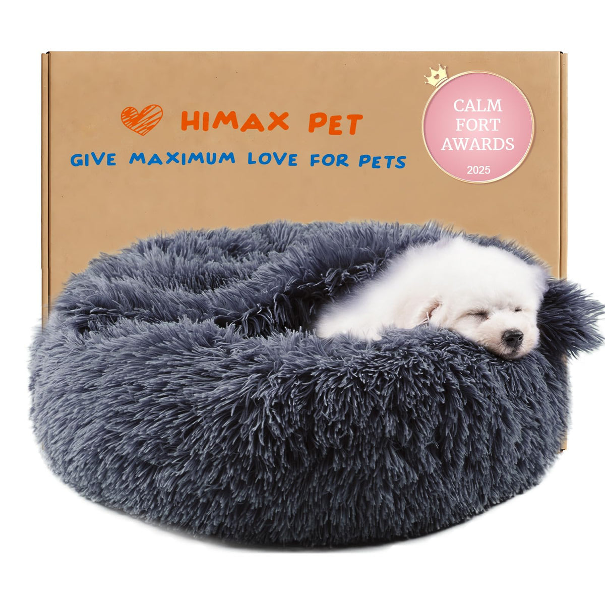 Himax donut dog bed with blanket grey offers a private cozy burrow for small dogs.