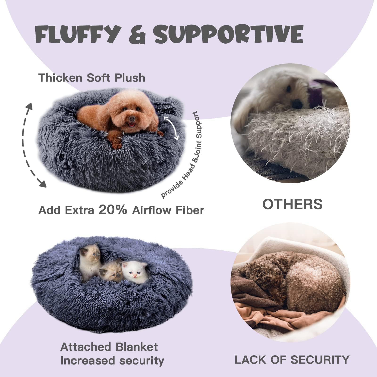 Himax dog bed on floor shows full-bed or open-donut lounging