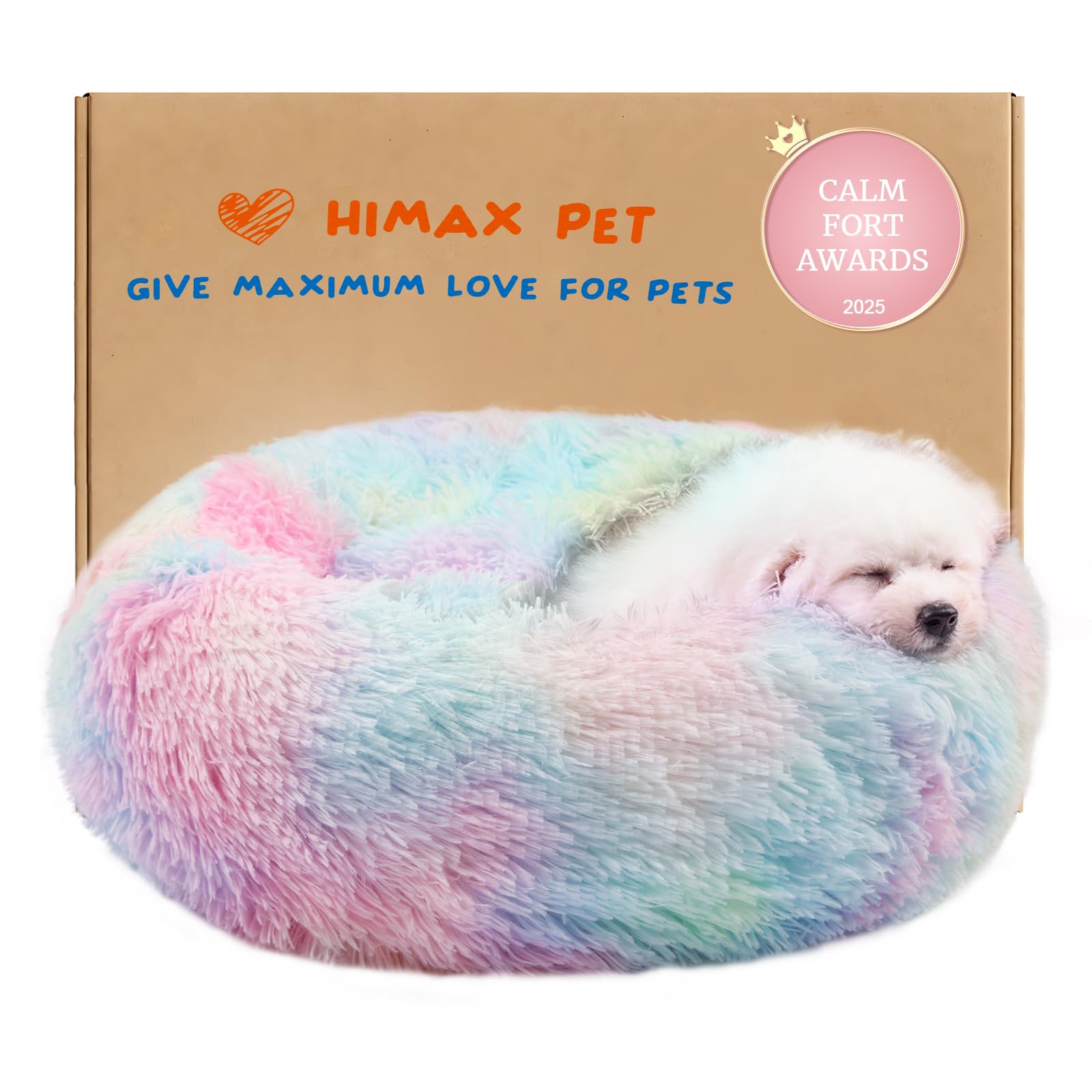 Himax small dog bed donut shape offers private cozy retreat for pets.