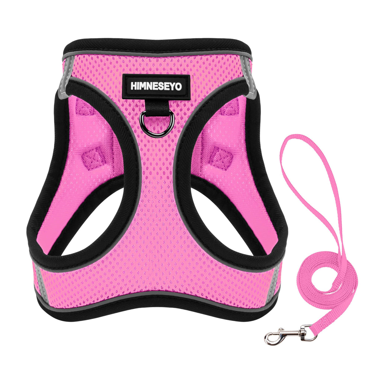 HIMNESEYO dog harness pink front-clip improves gentle training and security on walks.